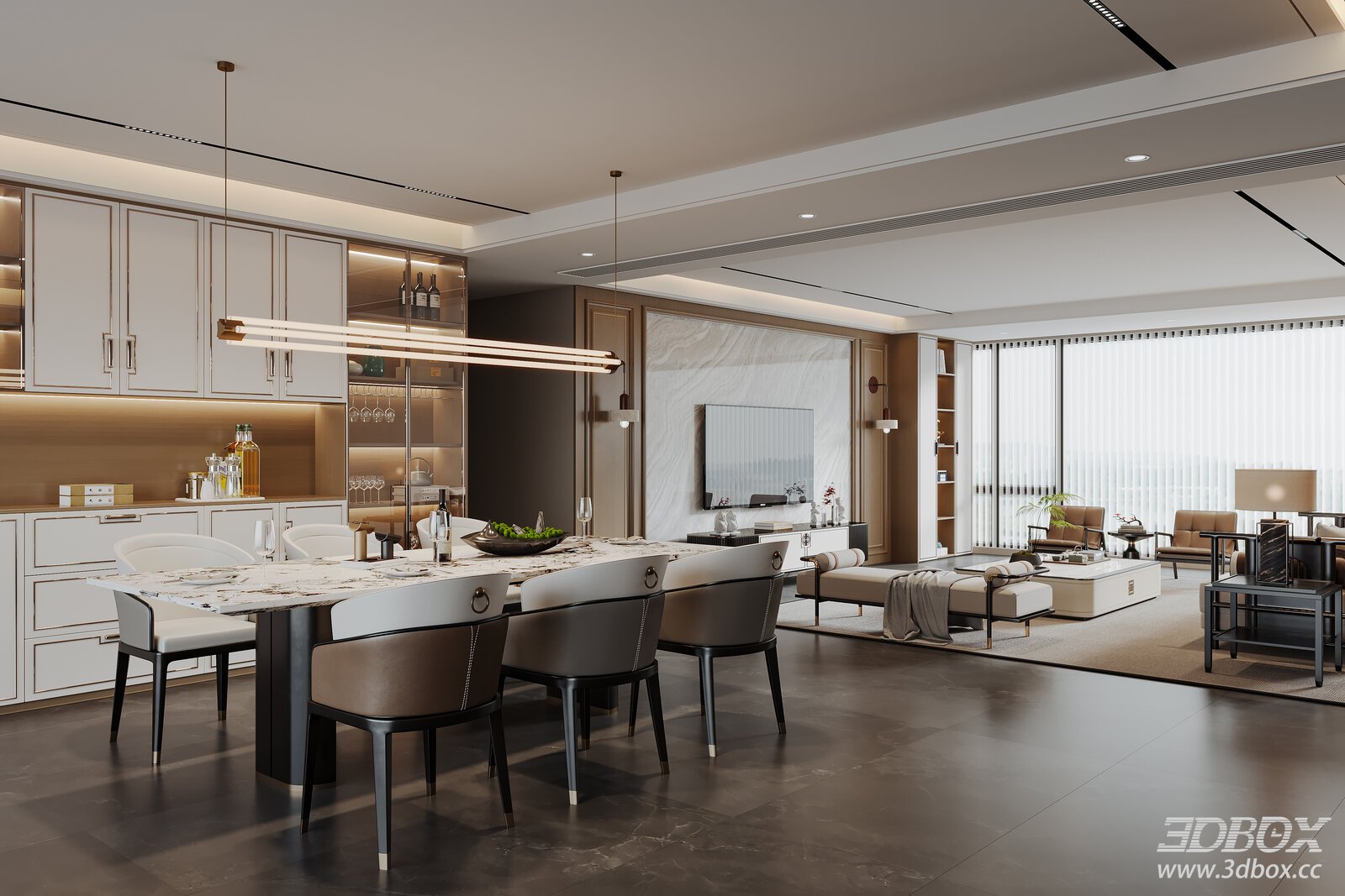 New Chinese Style Song Dynasty Living and Dining Room