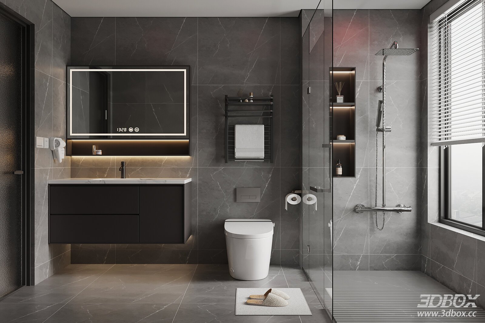 Modern Italian Style Luxury Minimalist Bathroom Scene