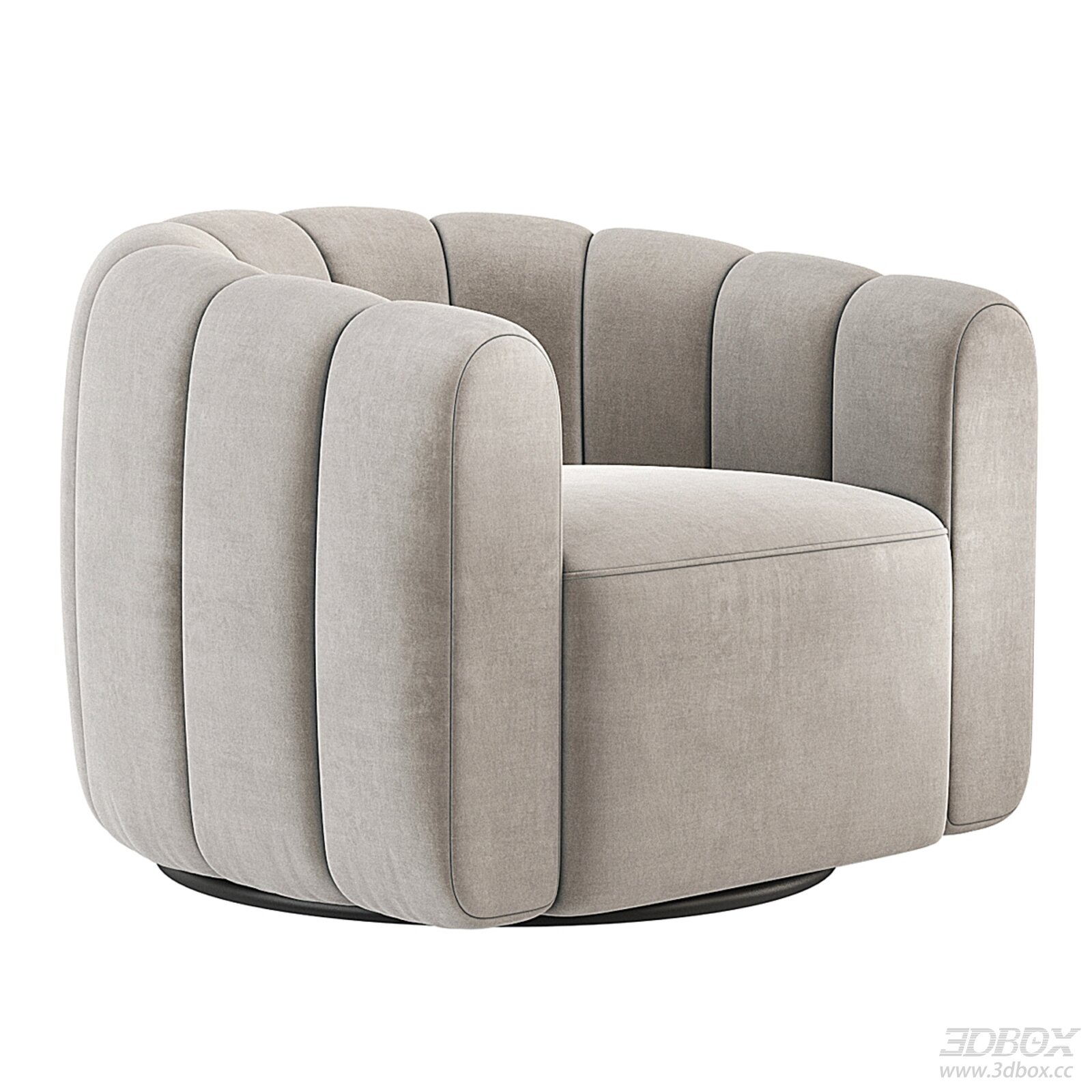 Modern Upholstered Swivel Armchair Light Grey Fabric Lounge Chair