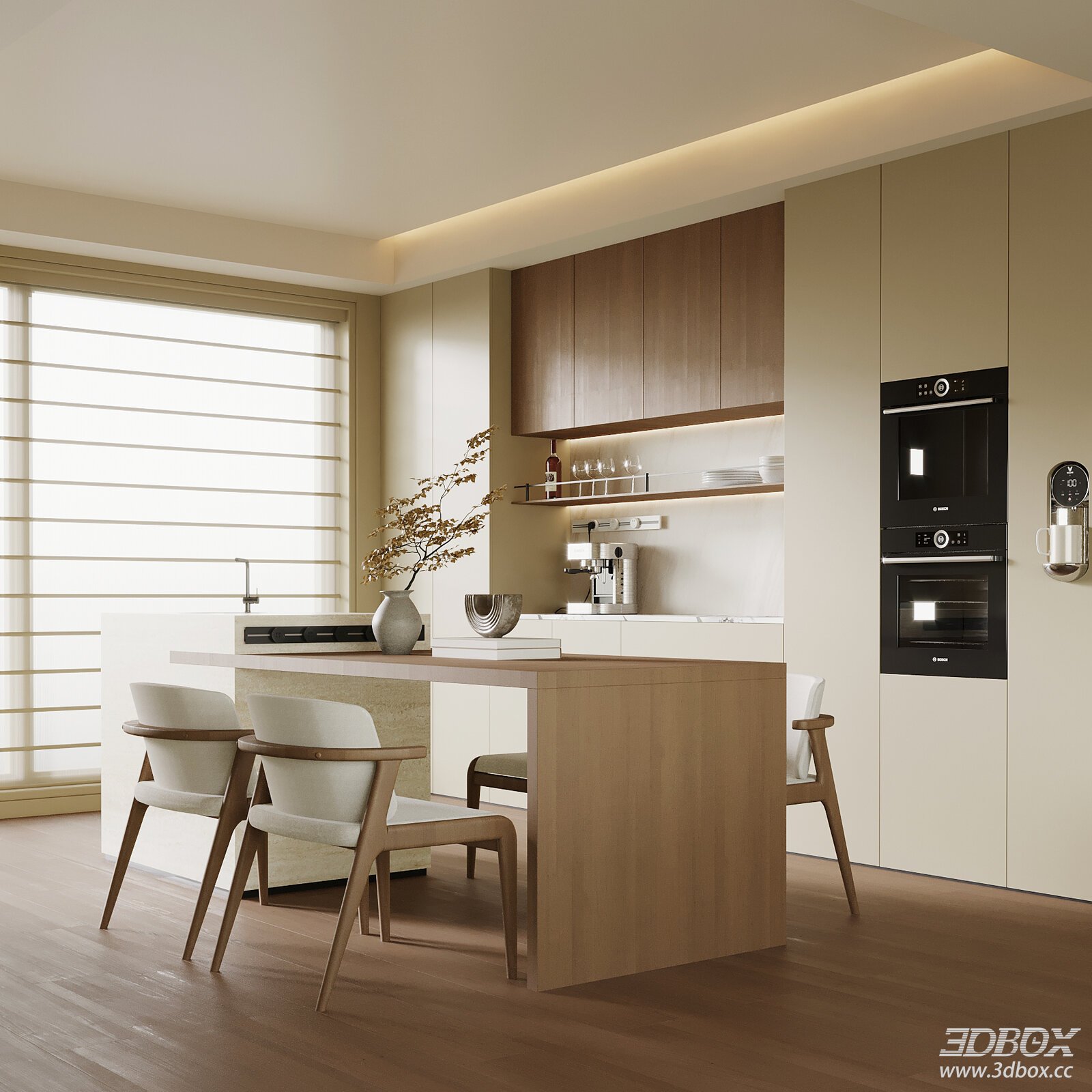 Modern New Chinese Style Kitchen Dining Room Scene