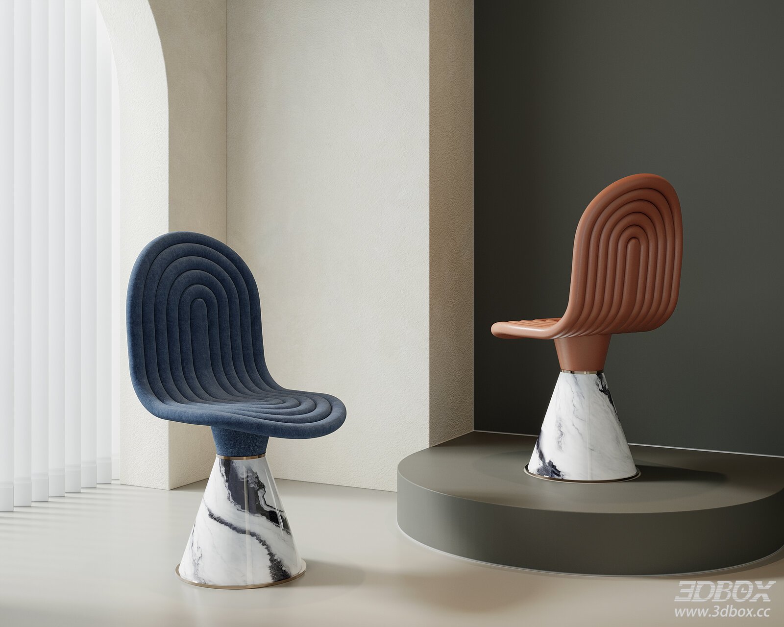 Modern Luxury Upholstered Chair with Marble Base