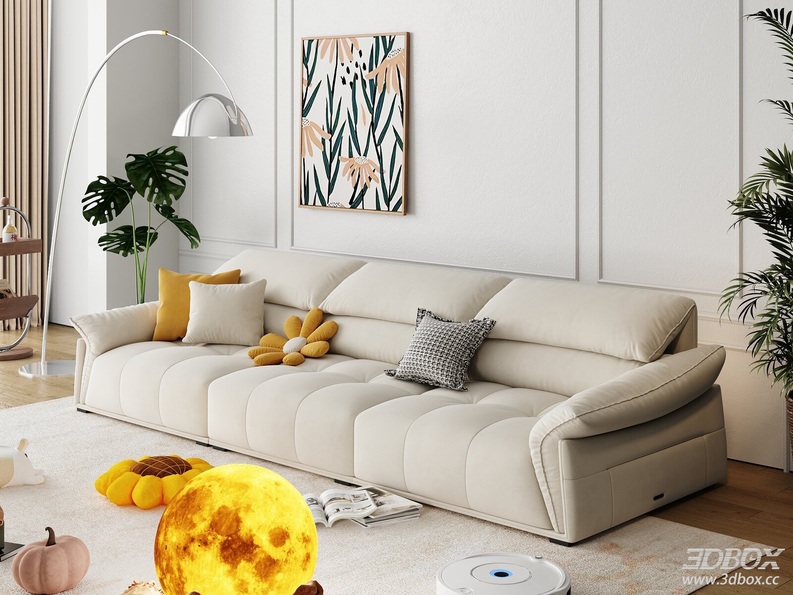 Modern Cream Fabric Multi-seat Sofa Set