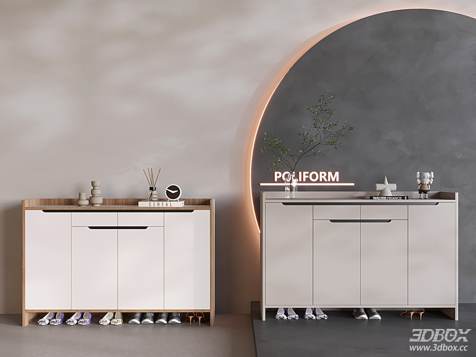 Modern Minimalist Hallway Shoe Cabinet Storage Furniture Set