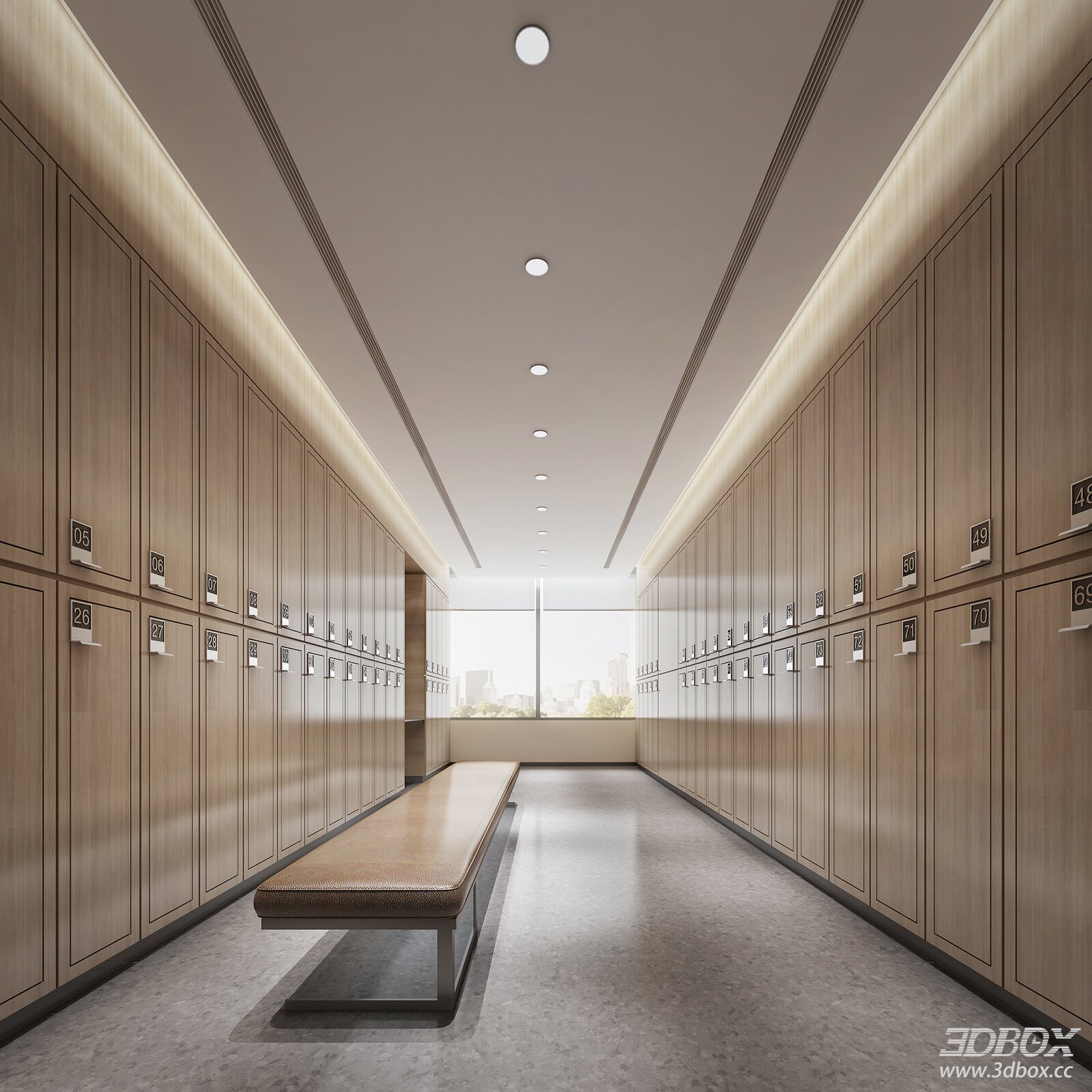 Modern Locker Room Interior Scene