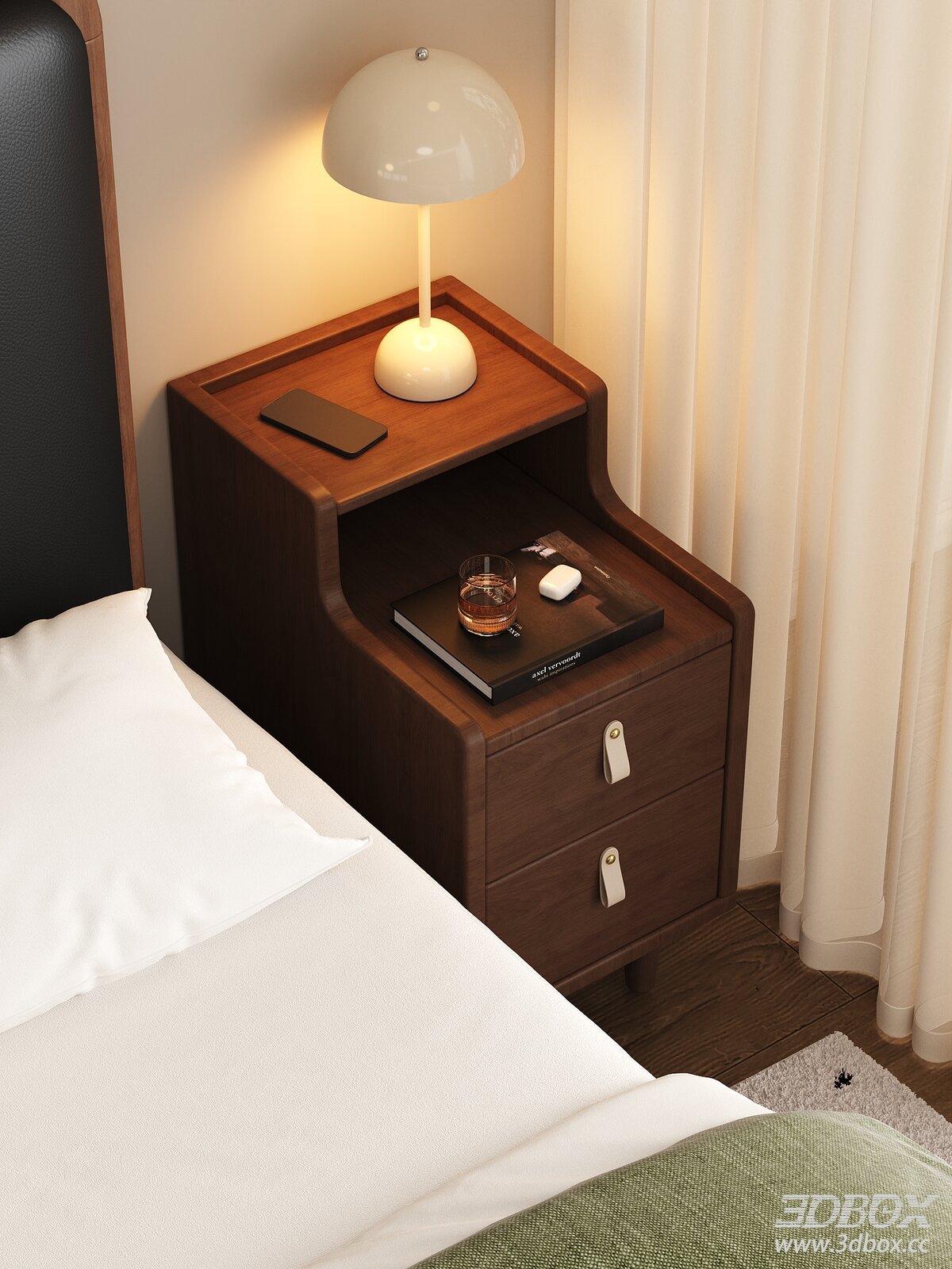 Mid Century Modern Wooden Nightstand Side Table