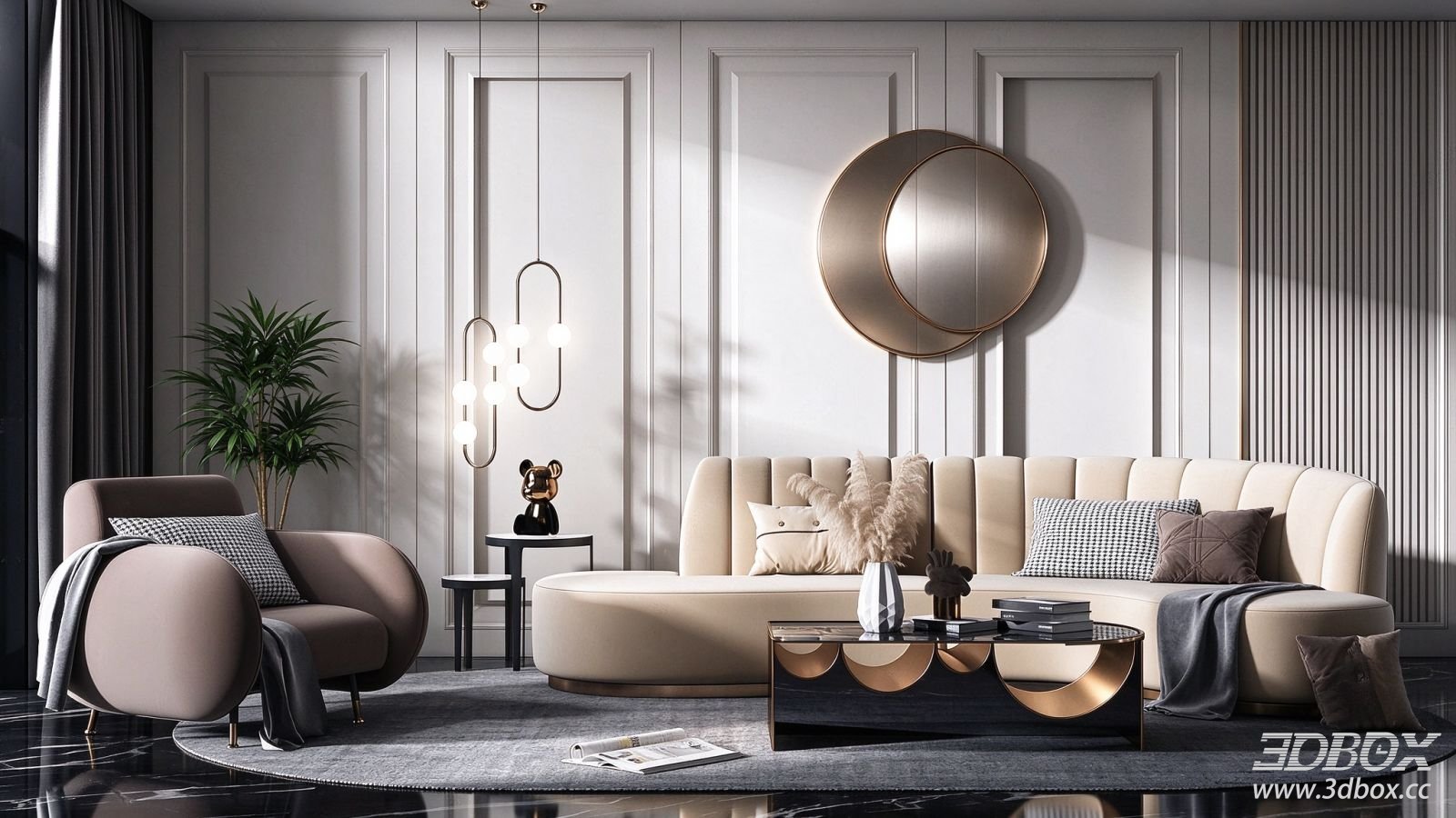 Modern Light Luxury Living Room Sofa and Coffee Table Set