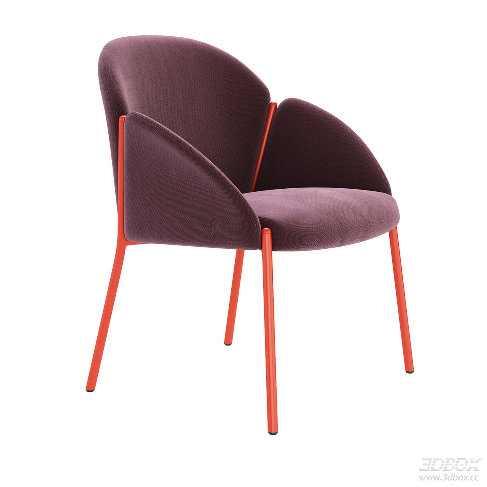 Modern Upholstered Armchair with Orange Metal Legs