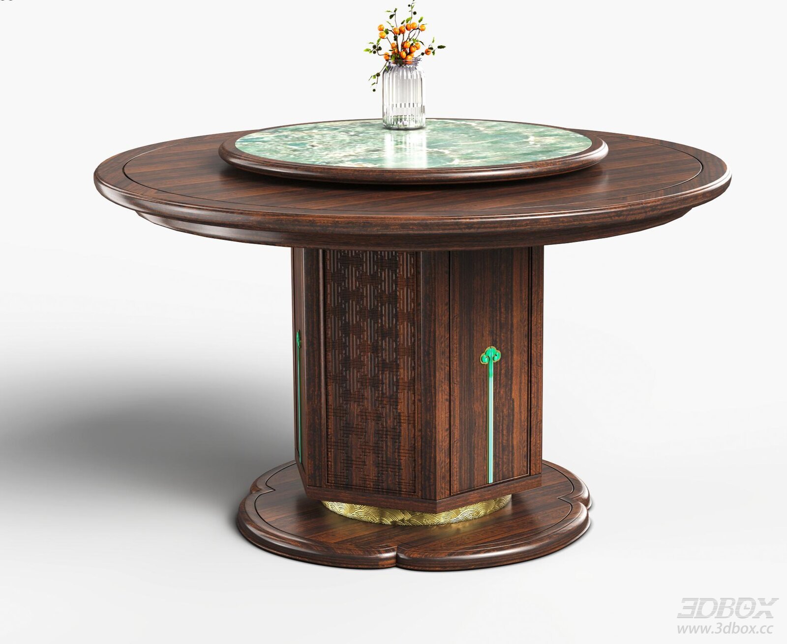 Luxury New Chinese Style Round Marble Top Dining Table