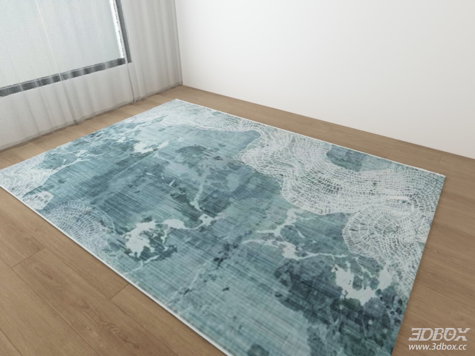 Modern Teal Abstract Marble Pattern Area Rug
