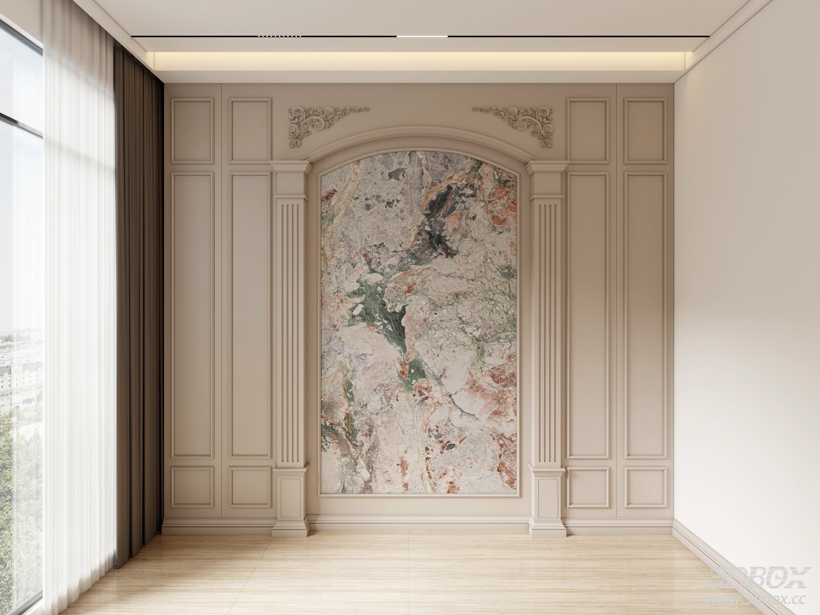 European French Style Marble TV Background Wall