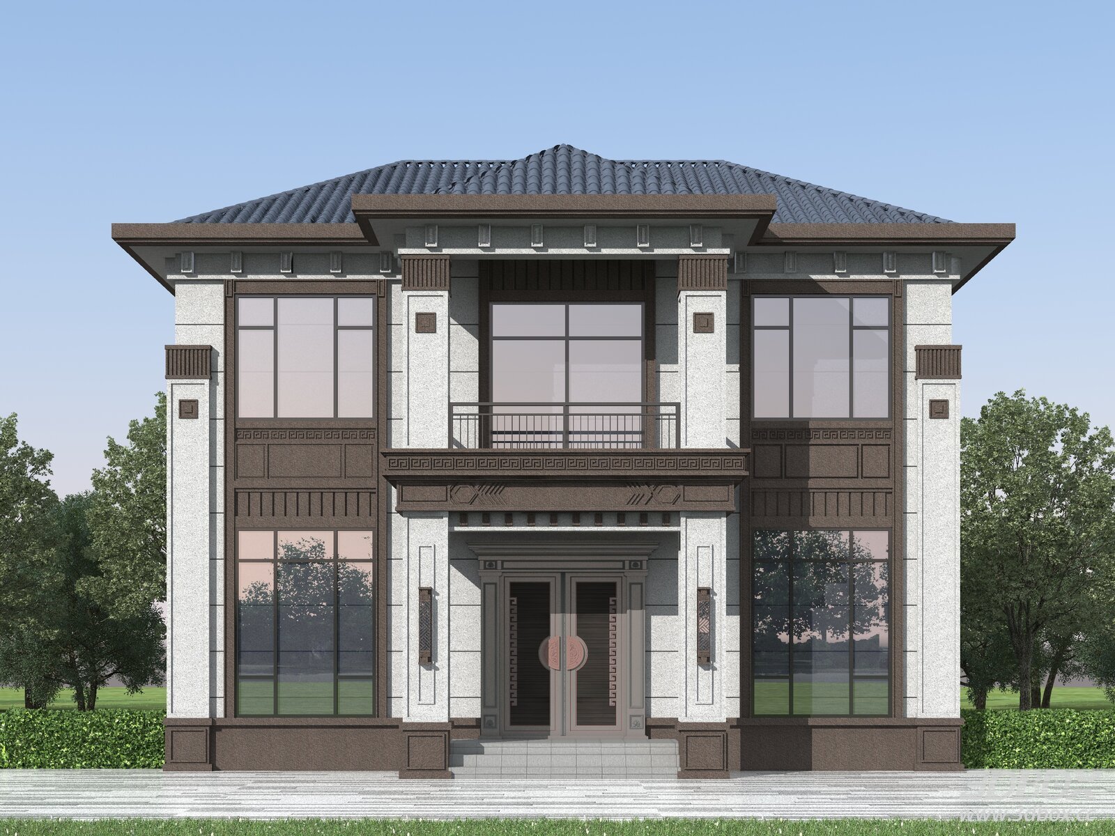 Modern Chinese Style Two-story Detached Villa Exterior