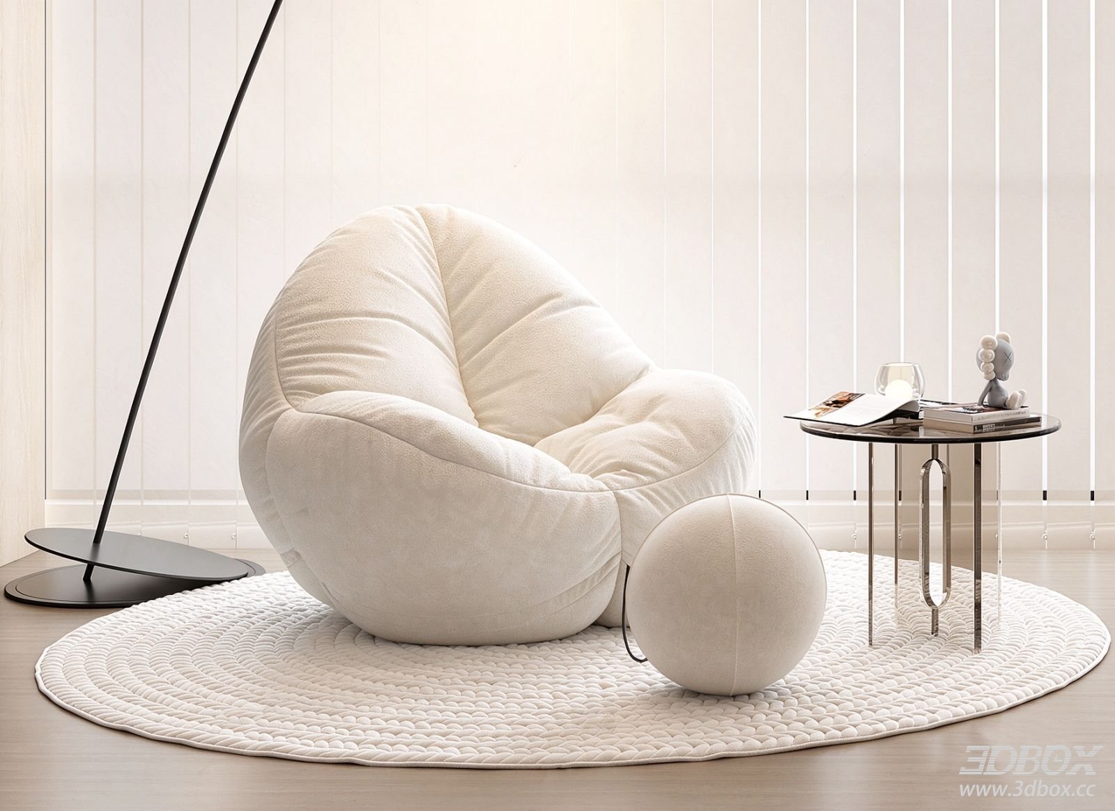 Modern Plush Single Sofa Lounge Chair Set