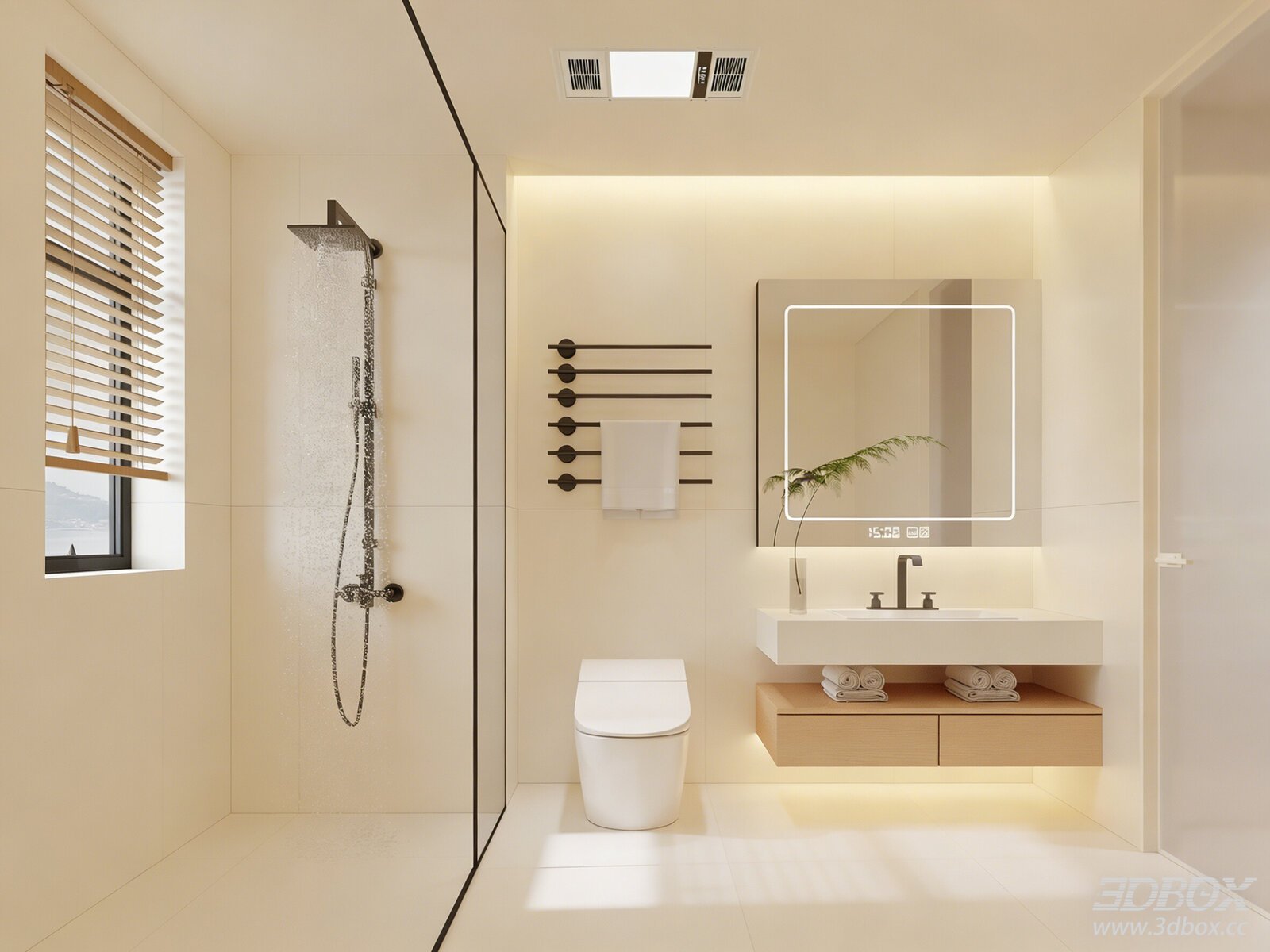 Modern Cream Style Minimalist Bathroom Interior