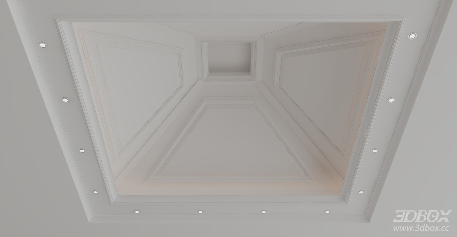 European Style Coffered Ceiling with Recessed Spot Lights