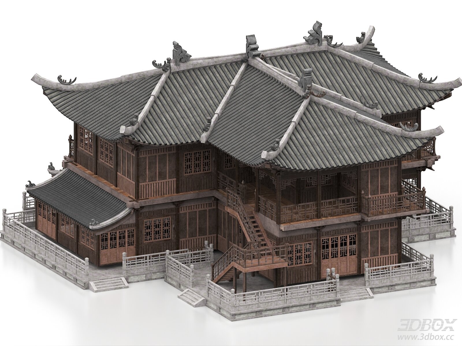 Traditional Chinese Ancient Wooden Pavilion Building