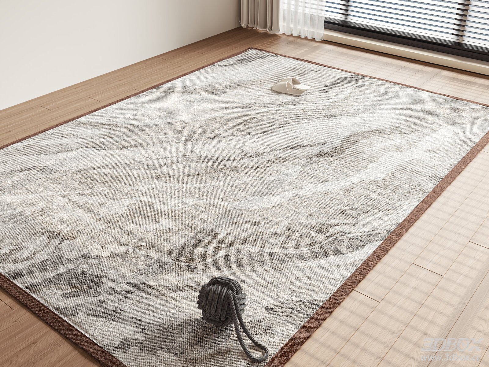 New Chinese Style Abstract Pattern Beige Grey Carpet