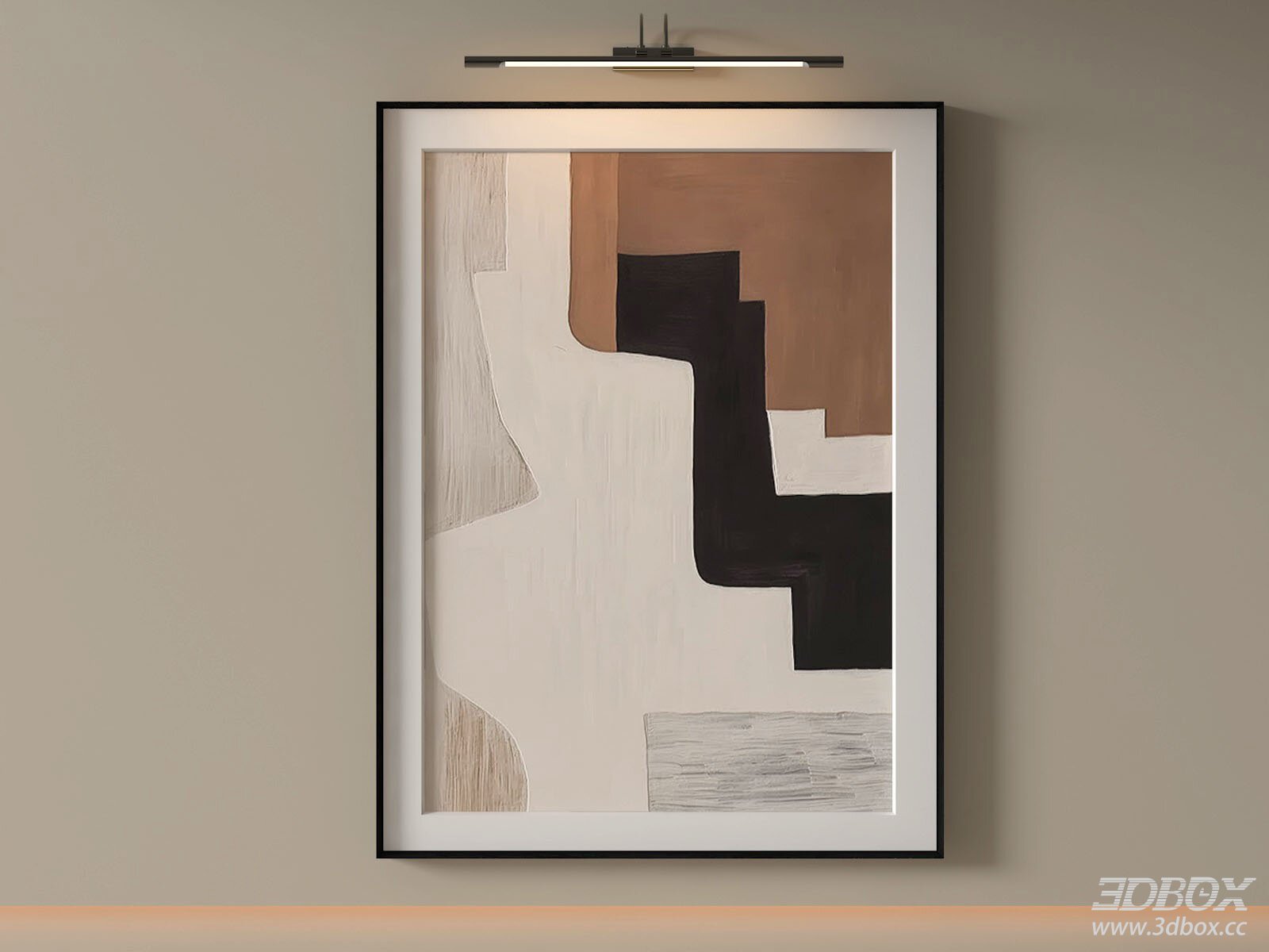 Modern Minimalist Abstract Framed Wall Art with Wall Lamp