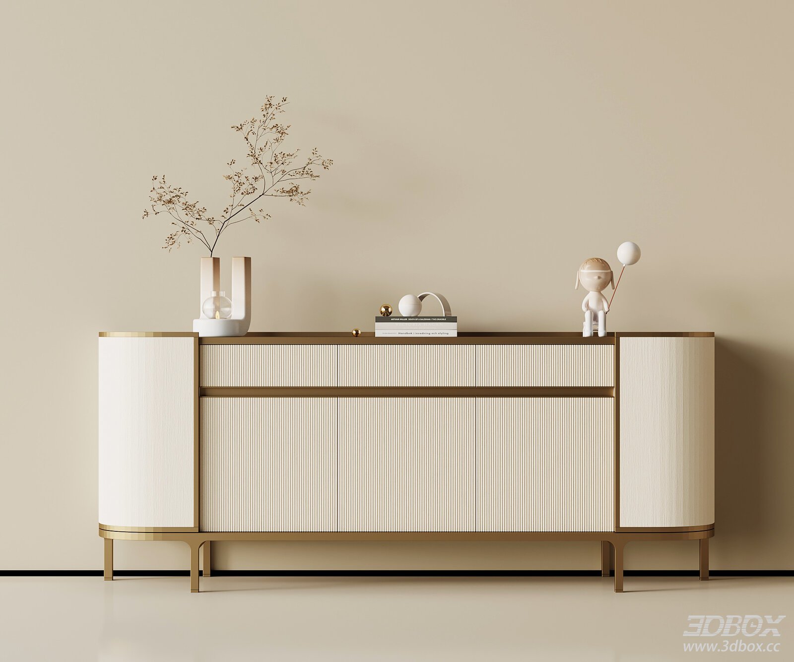 Modern Luxury Sideboard with Gold Trim