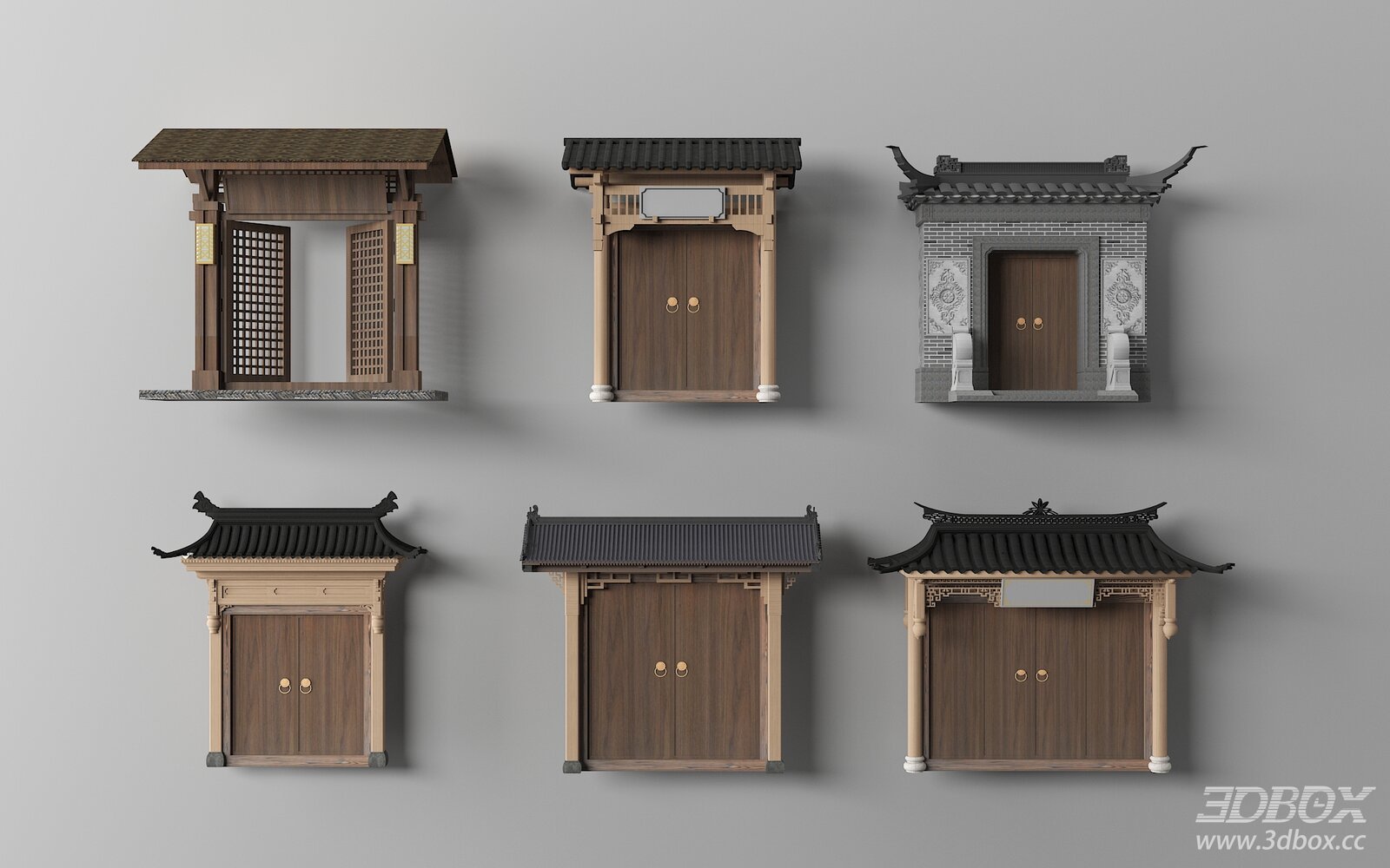 Chinese Style Traditional Courtyard Gate Set
