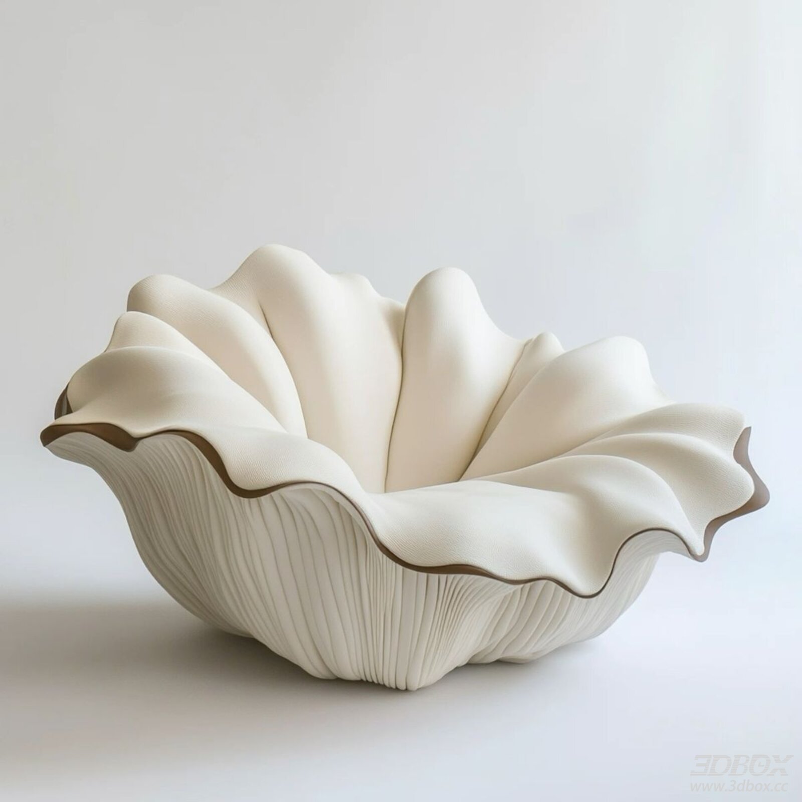 Artistic Petal Shaped White Fabric Single Sofa