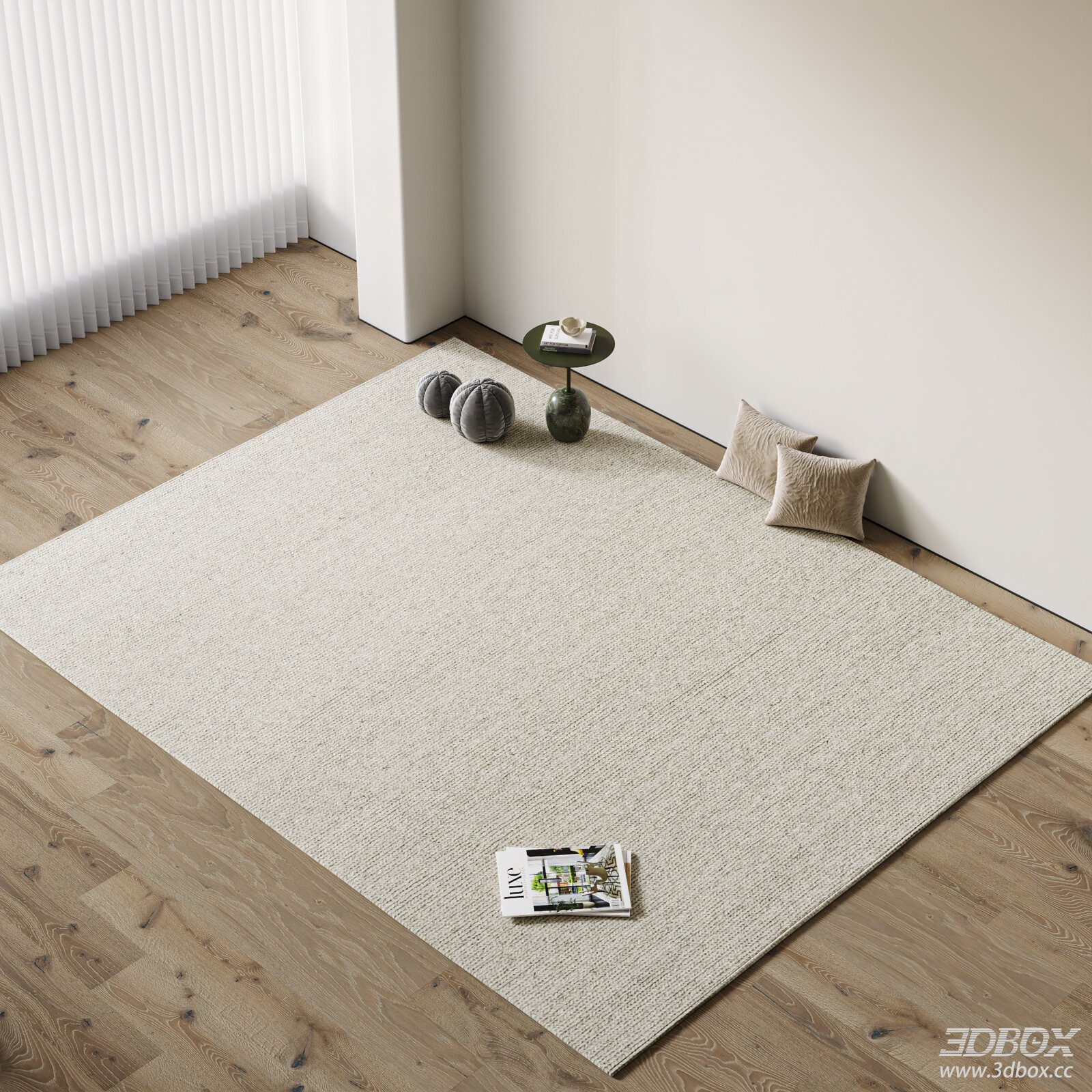 Modern Woven Beige Square Carpet Nordic Wabi Sabi Rug