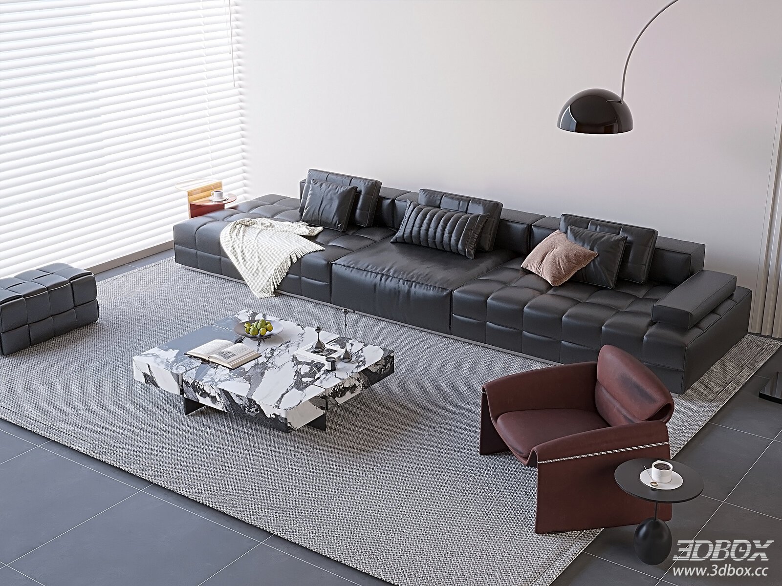 Italian Minimalist Leather Sofa Set Living Room