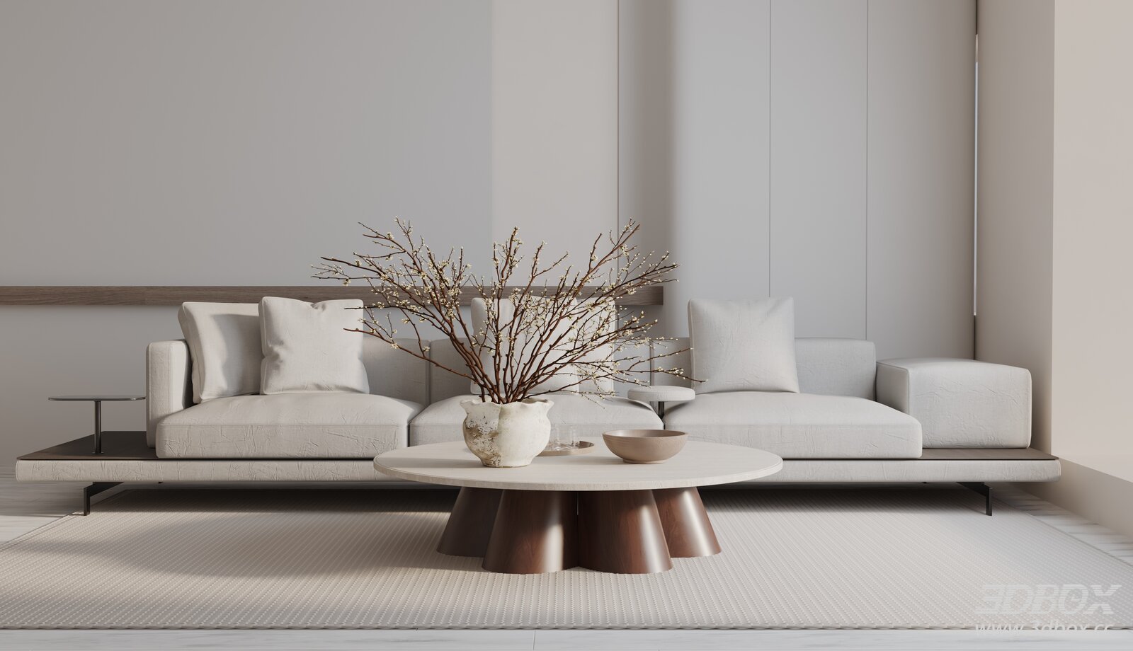 Modern Minimalist Fabric Sofa Set with Coffee Table