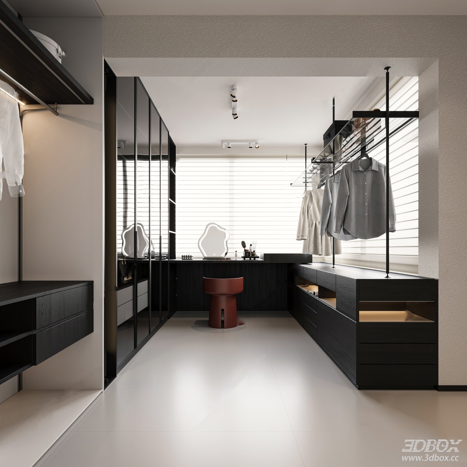 Modern Minimalist Walk-in Dressing Room
