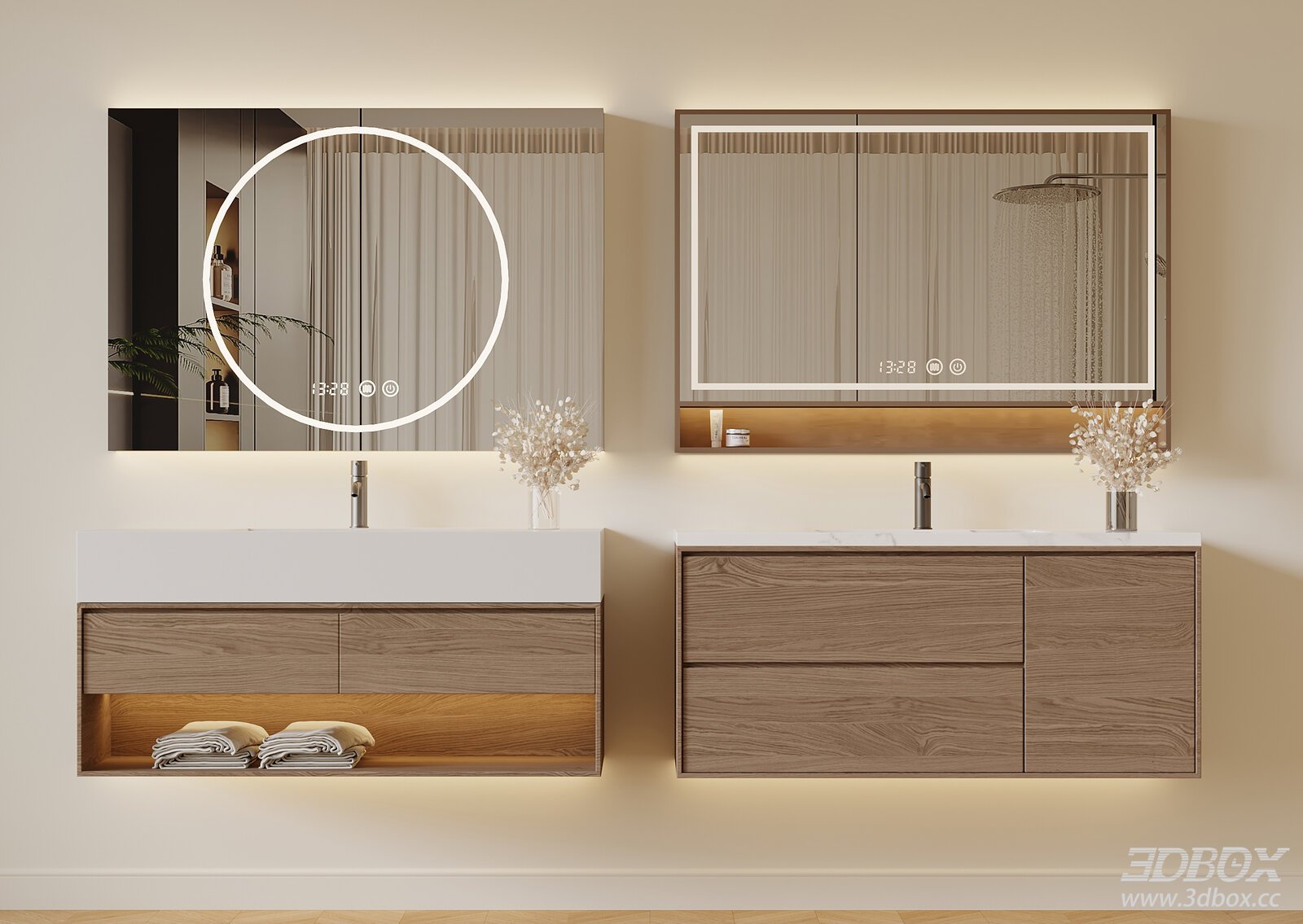 Wabi Sabi Mid Century Bathroom Vanity Set with Smart LED Mirror
