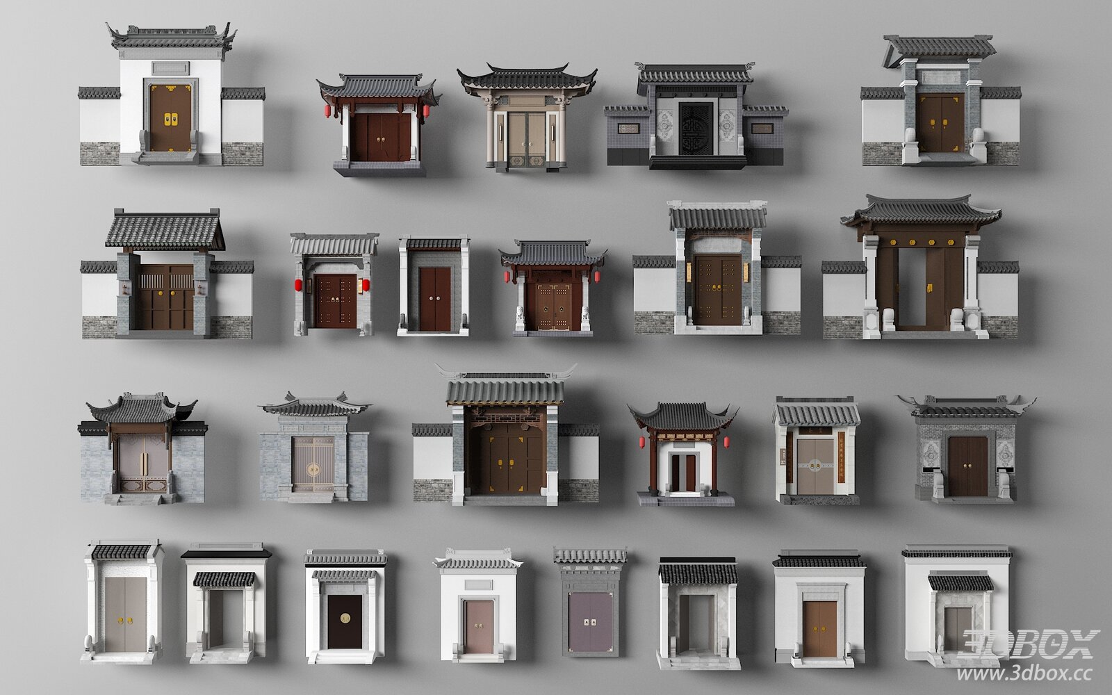 Chinese Traditional Courtyard Gate Collection Huizhou Style Entrance