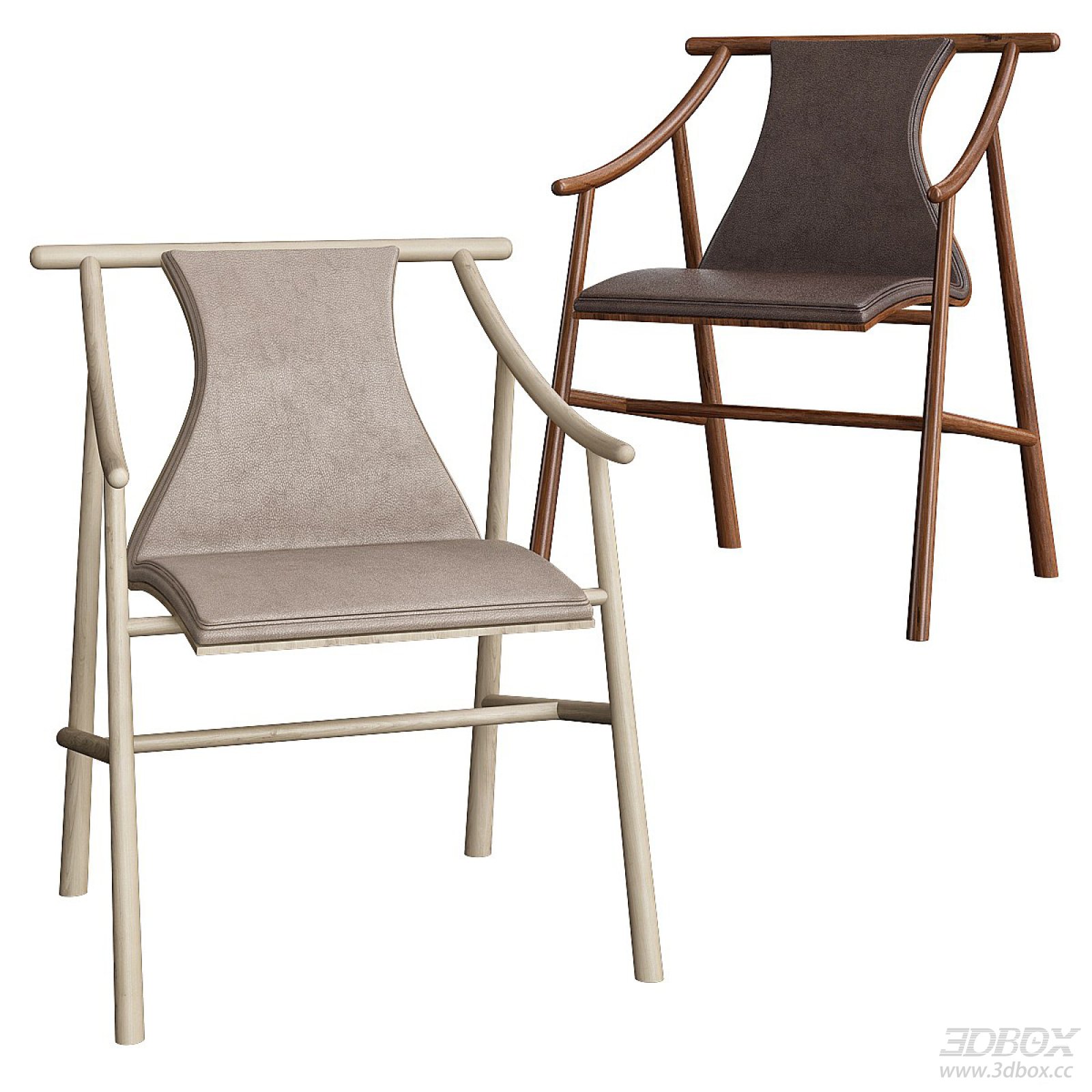 Modern Wooden Leisure Chair with Leather Upholstery