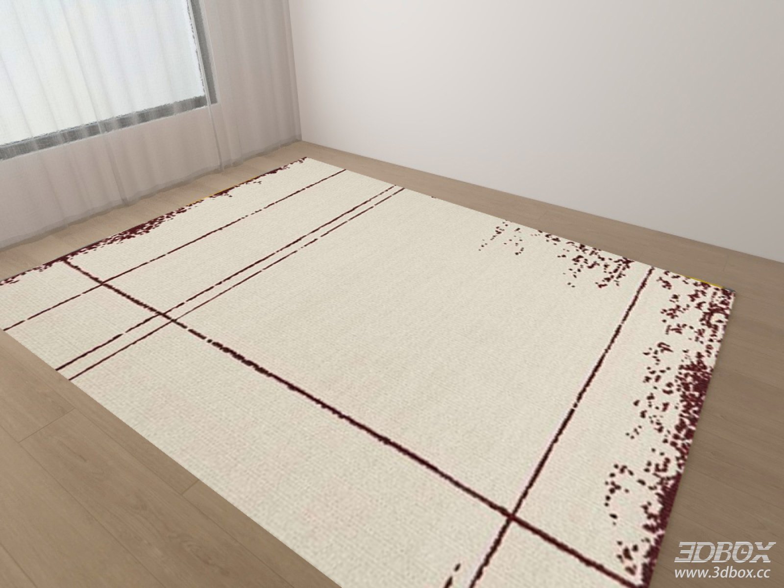 Modern Geometric Beige Maroon Line Carpet