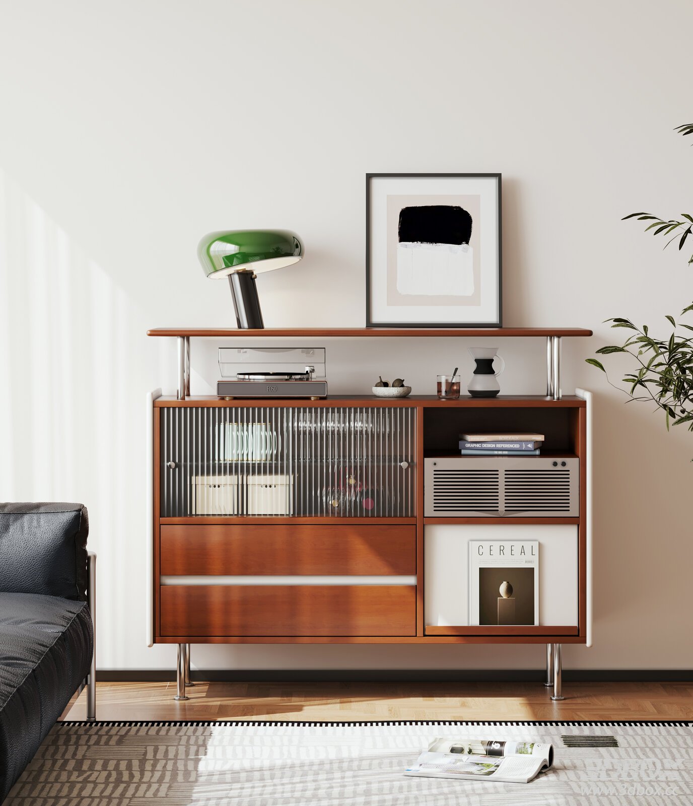 Bauhaus Mid Century Wooden Sideboard Storage Cabinet