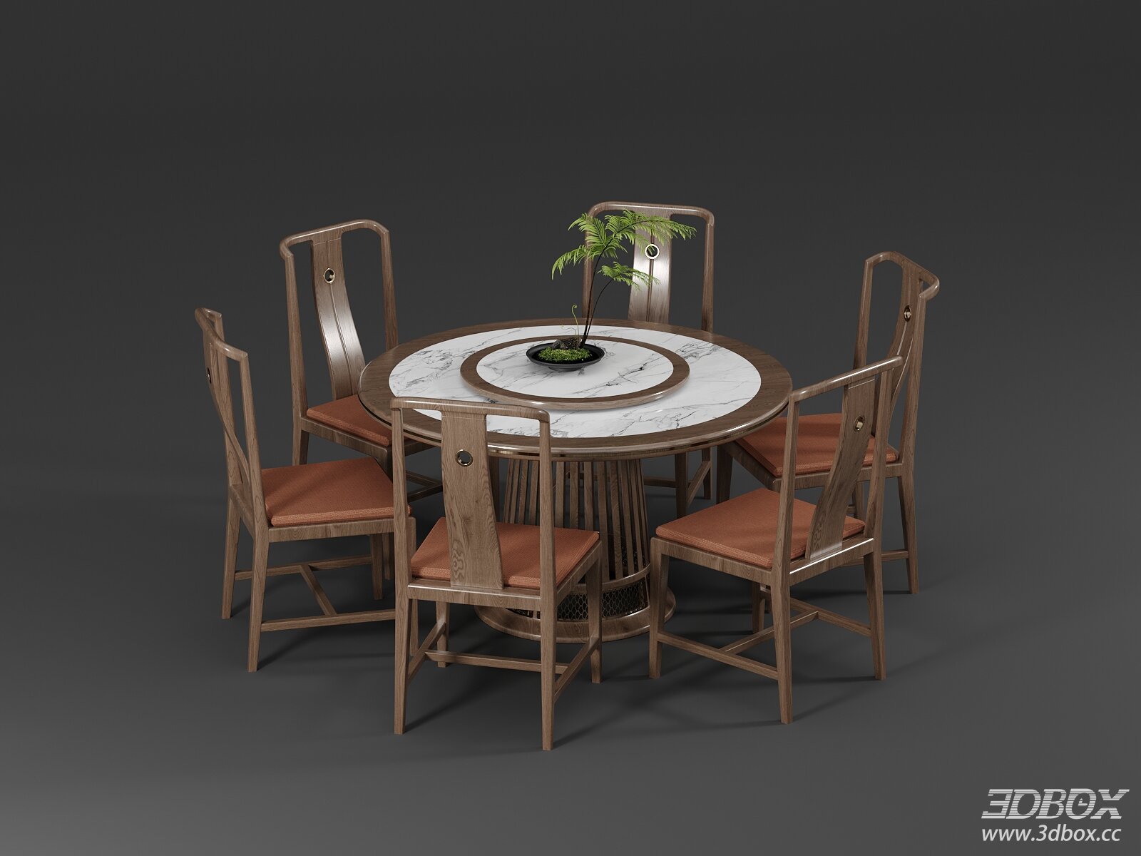 New Chinese Style Round Marble Top Dining Table and Chairs Set