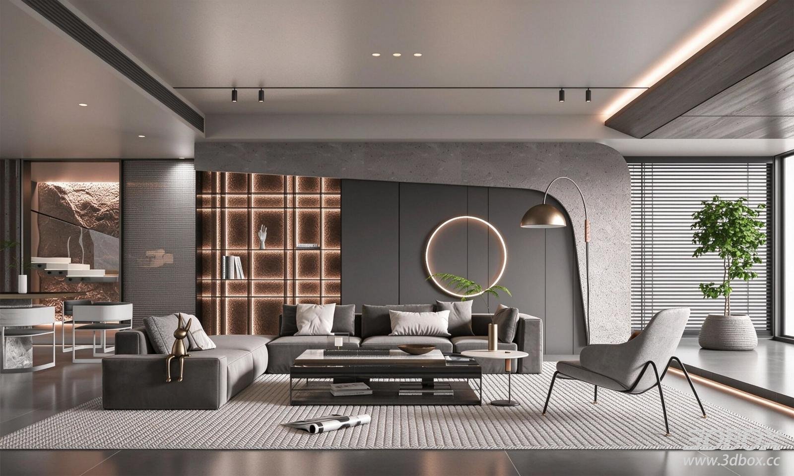 Modern Luxury Living Room with Sofa and Coffee Table