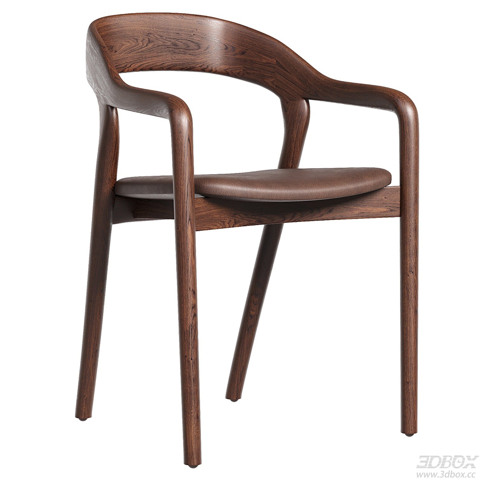 Nordic Solid Wood Armchair with Leather Cushion