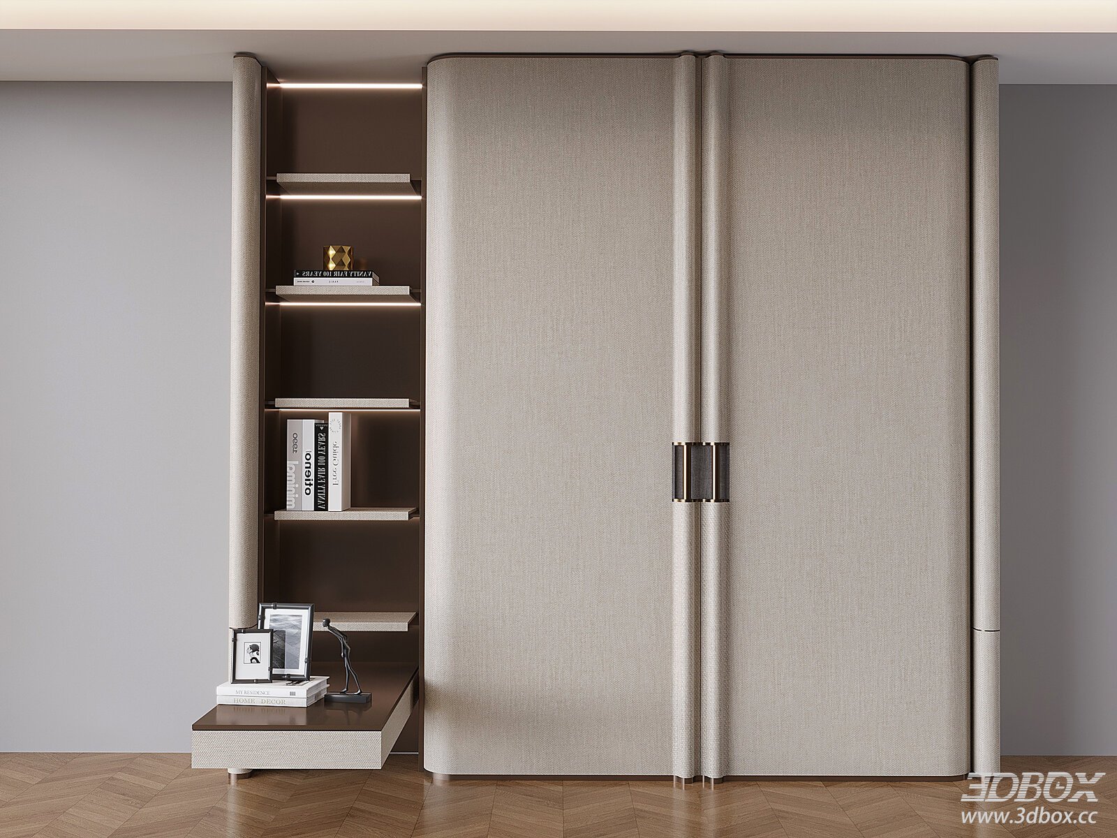 Nordic integrated wardrobe bookshelf storage cabinet