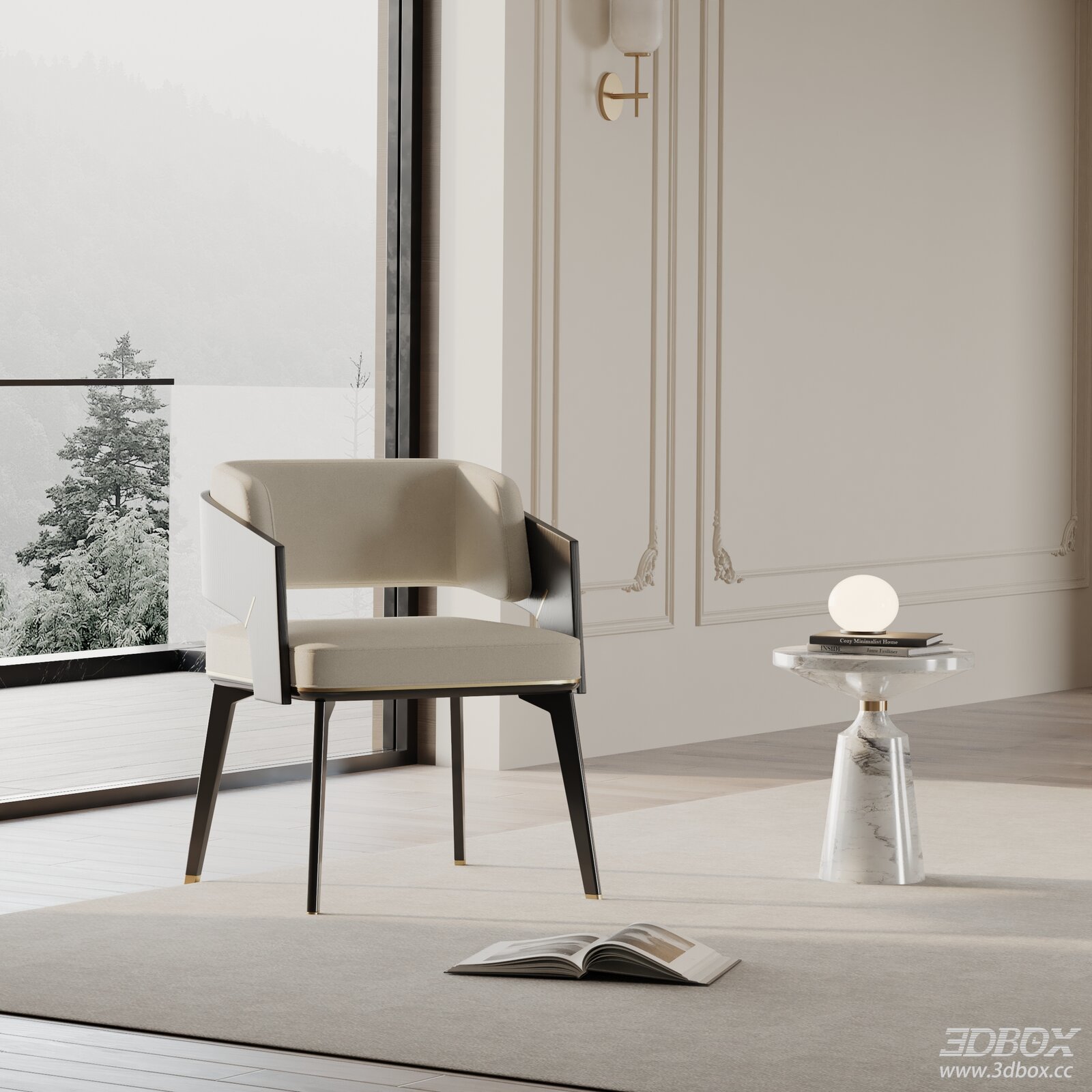 Modern Upholstered Dining Chair with Wooden Frame