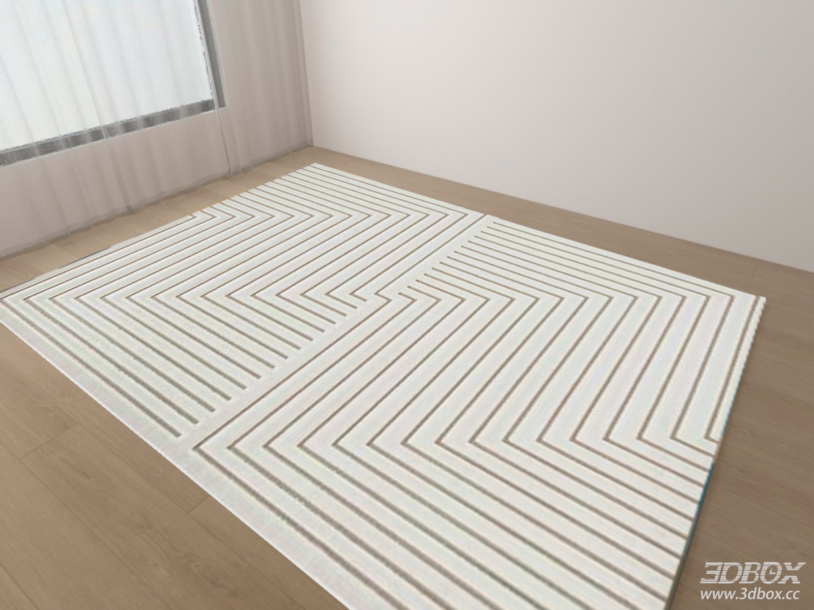 Modern Geometric Line Pattern White Carpet