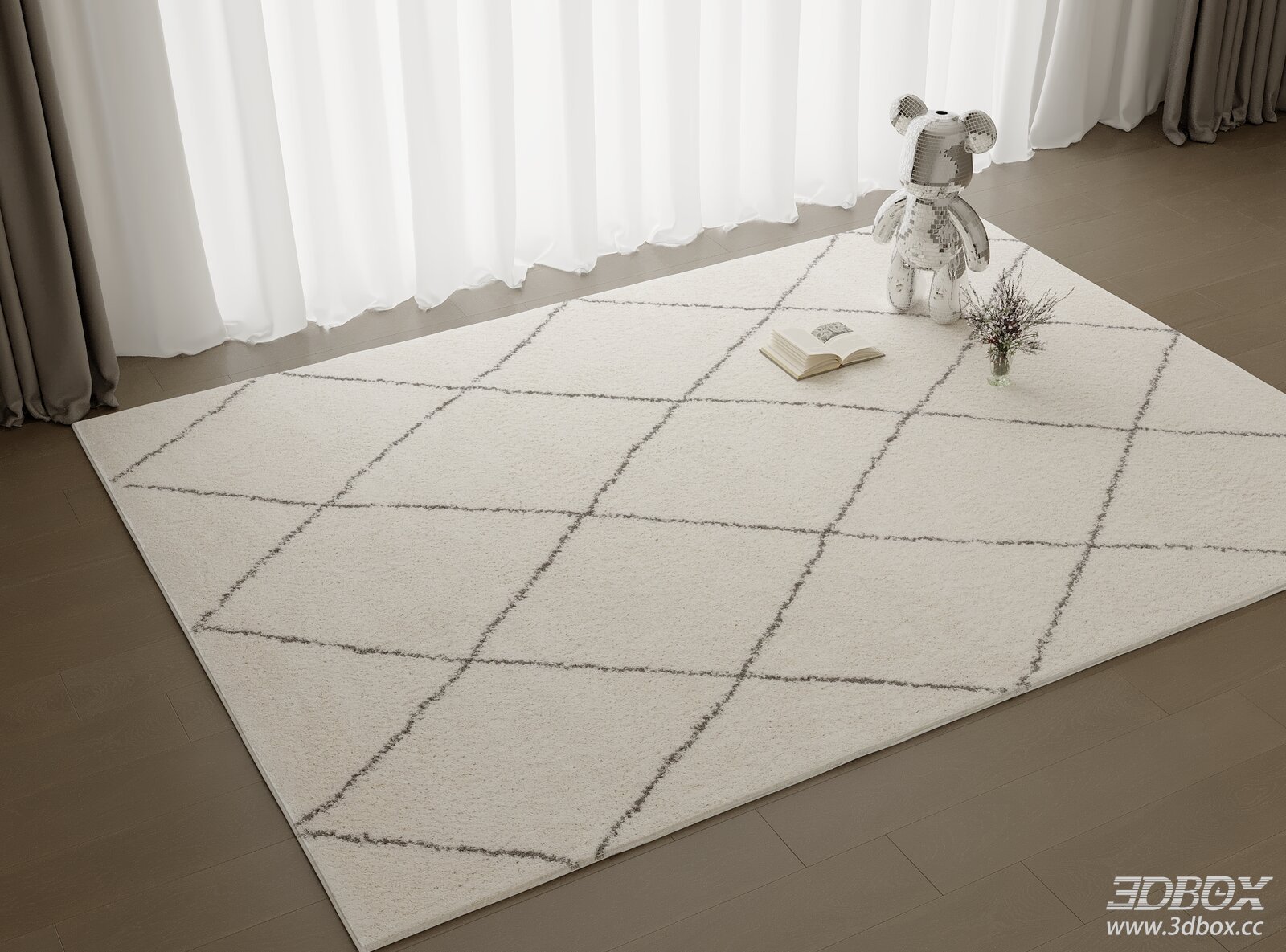 Modern Geometric Pattern Beige Plush Carpet
