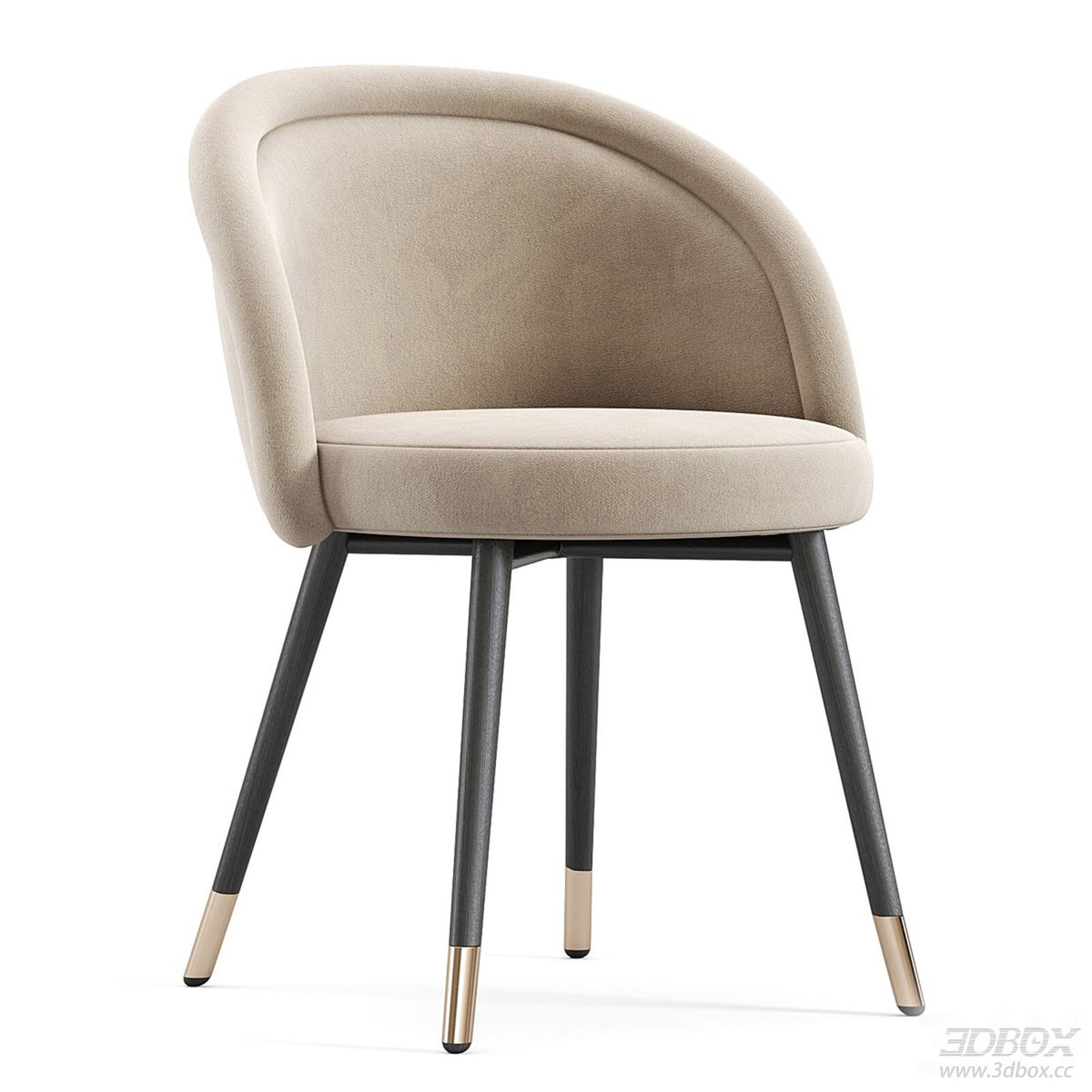 Modern Beige Upholstered Dining Chair with Wooden Legs