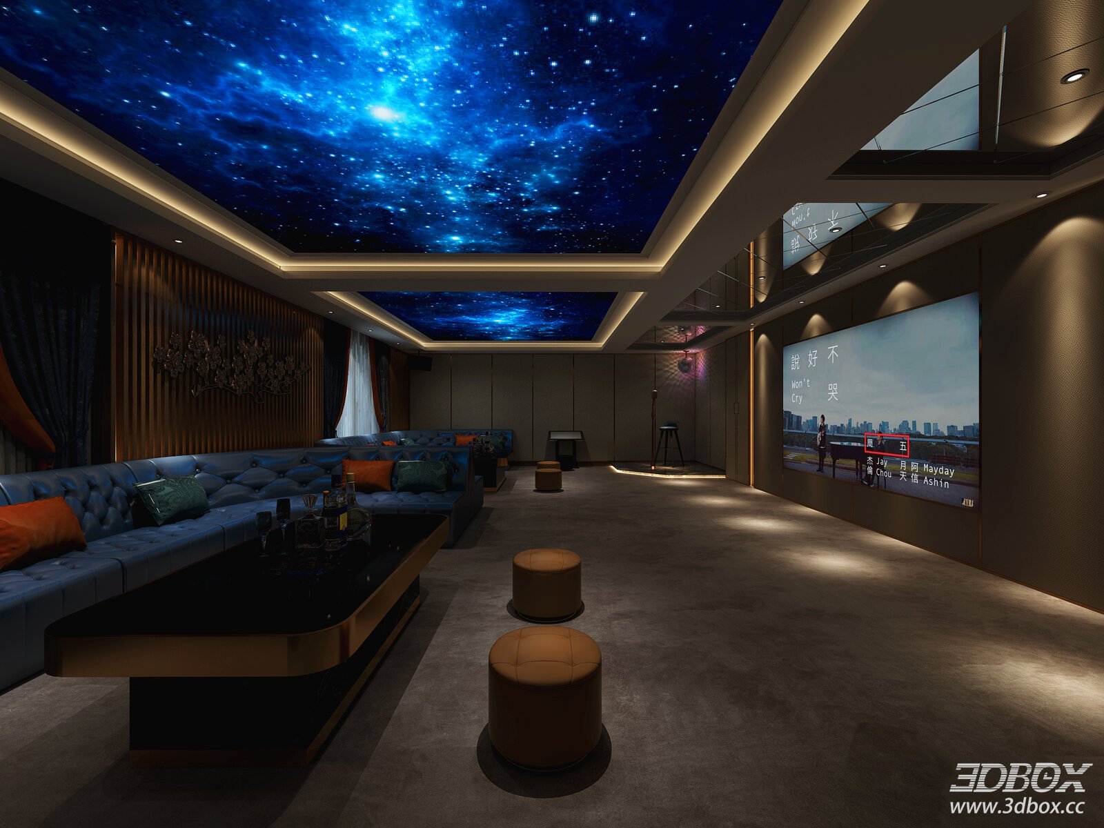 Luxury Home Cinema KTV Room With Starry Sky Ceiling