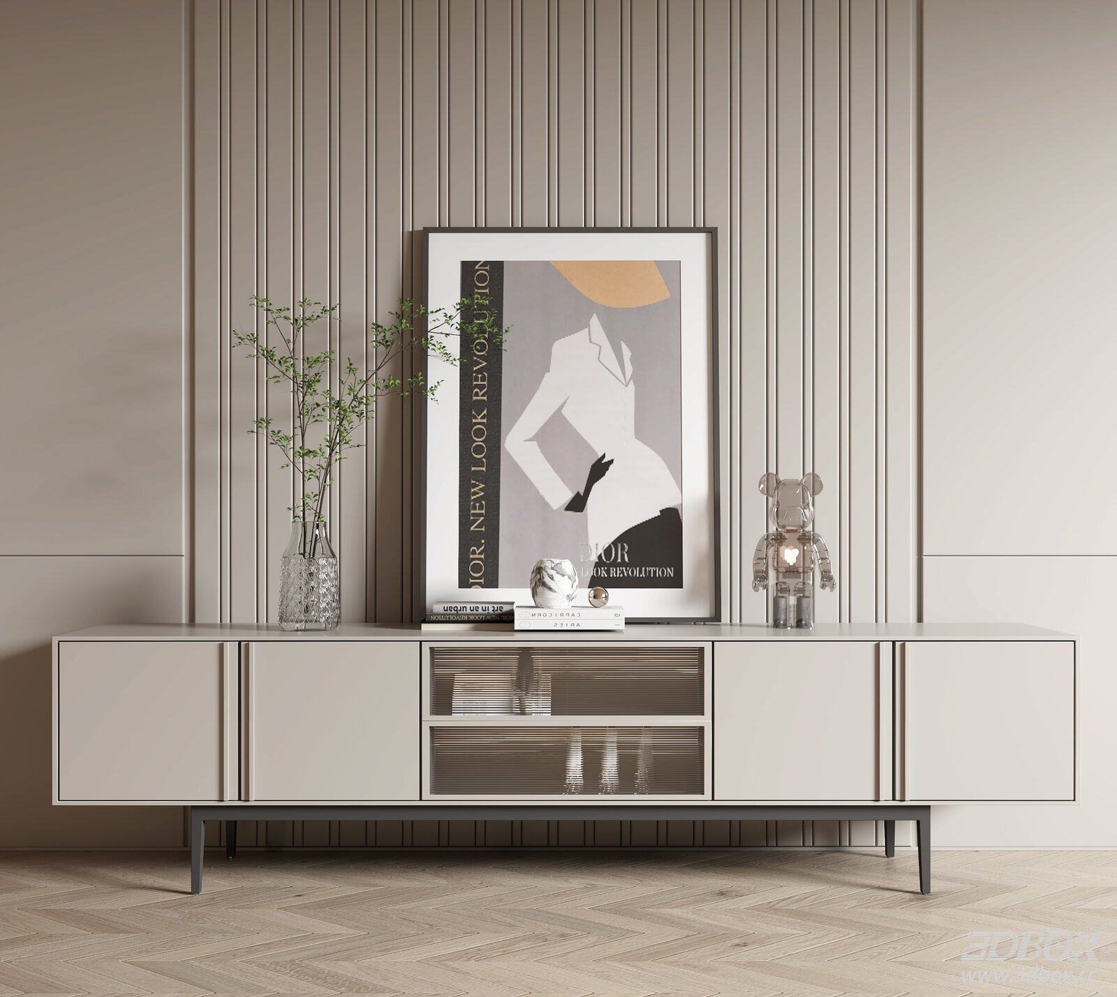 Modern Minimalist TV Cabinet with Decor