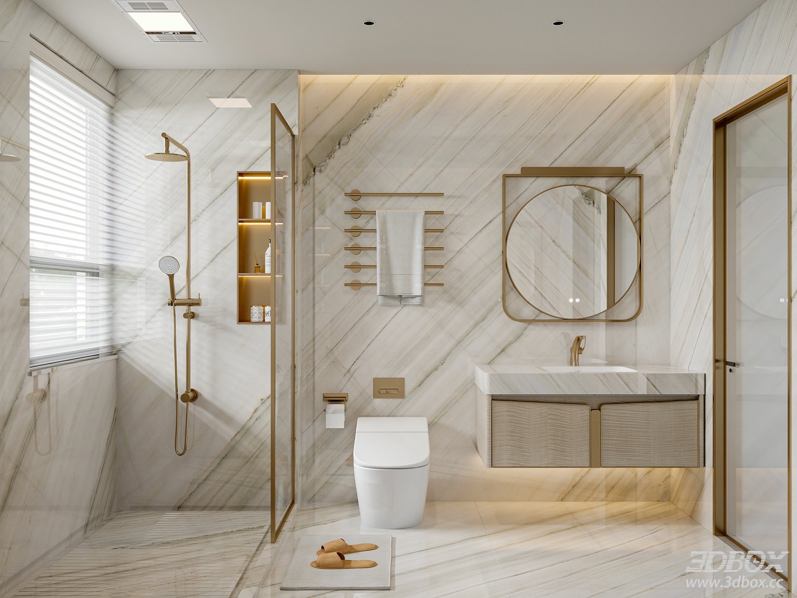 Luxury Modern Marble Bathroom Scene