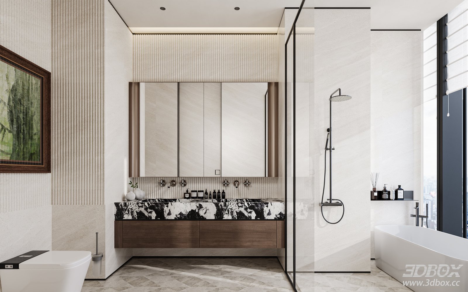Modern Luxury Master Bathroom Interior Scene
