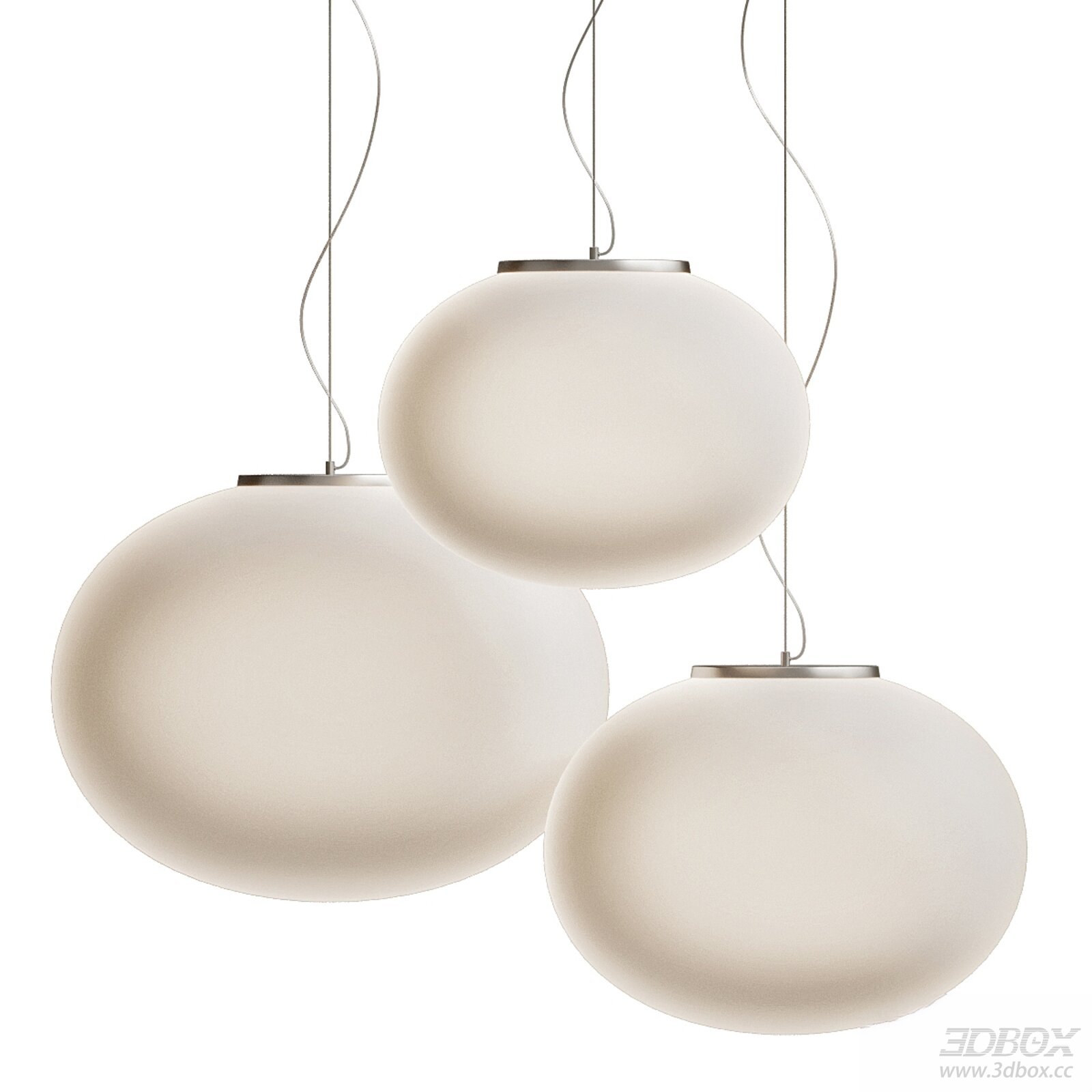 Modern Oval Frosted Glass Pendant Ceiling Lamp Set