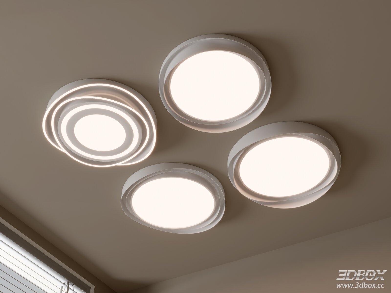 Modern Geometric Round LED Ceiling Lamp Set