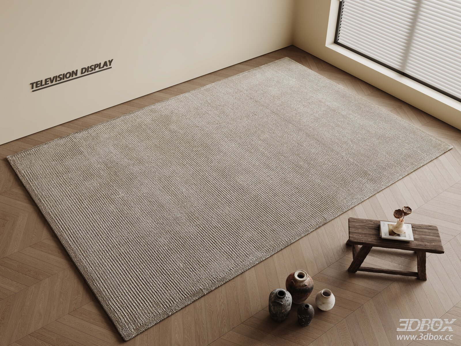 Modern Minimalist Cream Style Square Woven Living Room Carpet