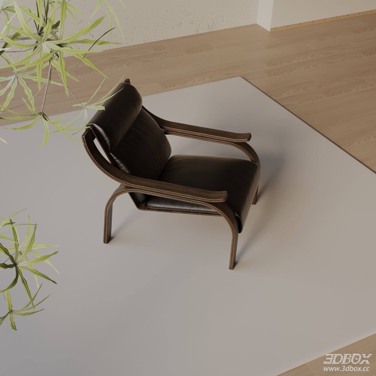 Modern Leather Upholstered Wooden Frame Armchair
