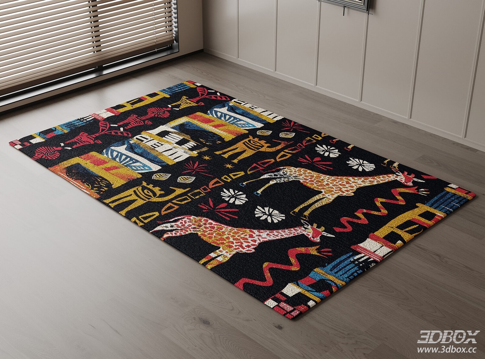 Vintage African Style Giraffe Pattern Plush Carpet